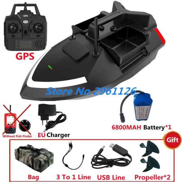 Planet Gates 500M 40GPS Point Remote Control Fishing Boat 2KG Load 6Hours LCD Display GPS Auto Return Cruise 3 Hopper High Speed RC Bait Boat