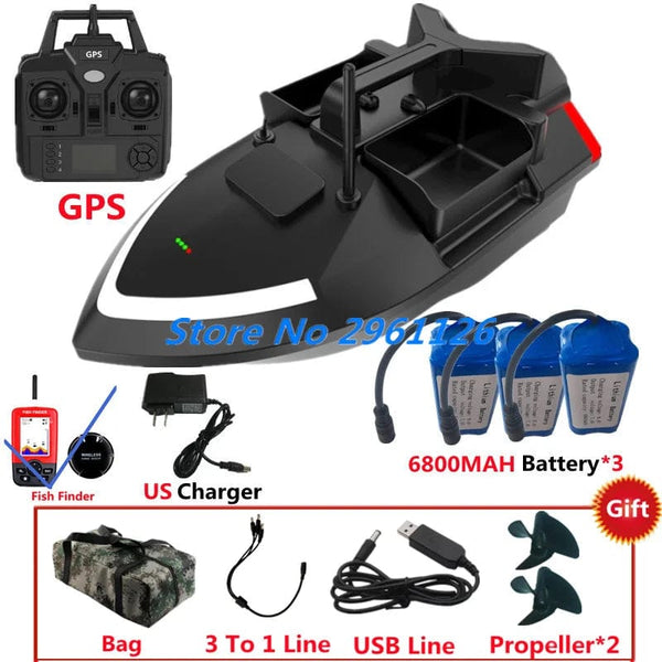 Planet Gates 500M 40GPS Point Remote Control Fishing Boat 2KG Load 6Hours LCD Display GPS Auto Return Cruise 3 Hopper High Speed RC Bait Boat