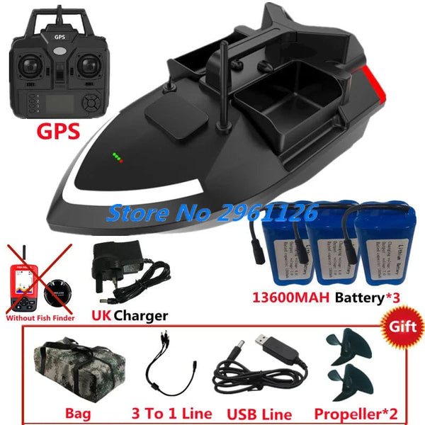 Planet Gates 500M 40GPS Point Remote Control Fishing Boat 2KG Load 6Hours LCD Display GPS Auto Return Cruise 3 Hopper High Speed RC Bait Boat