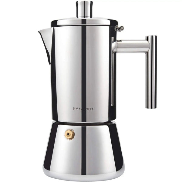 Planet Gates 500ml 1 Easyworkz Diego Stovetop Espresso Maker Stainless Steel Italian Coffee Machine Maker 4Cup 6.8 oz Induction Moka Pot