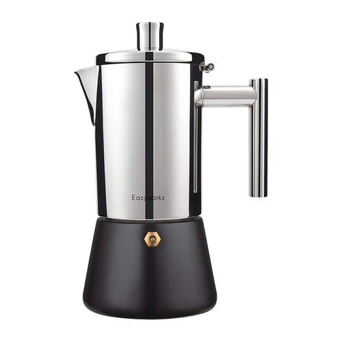 Planet Gates 500ml Easyworkz Diego Stovetop Espresso Maker Stainless Steel Italian Coffee Machine Maker 4Cup 6.8 oz Induction Moka Pot