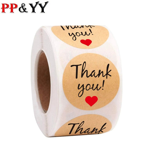 Planet Gates 500PCS 50-500pcs Natural Kraft Paper Thank You Stickers Seal Labes Dog Paw Print 1Inch Gift Packaging Stationery