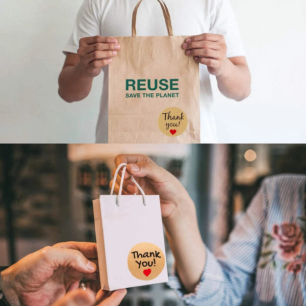 Planet Gates 500PCS 50-500pcs Natural Kraft Paper Thank You Stickers Seal Labes Dog Paw Print 1Inch Gift Packaging Stationery