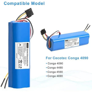 Planet Gates 5090-12800mAh / Poland Aleaivy 12800mAh Li-ion Battery for CECOTEC CONGA 4090 5090 3090 1690 1890 2090 Robot Vacuum Cleaner 14.4V 18650 Battery Packs