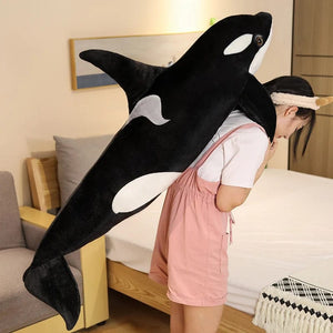 Planet Gates 50cm-130cm Lifelike Orcinus Orca Black Whale Plush Toys Big Fish Cloth Doll Shark Stuffed Sea Animals Children Birthday Gift