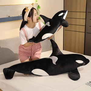 Planet Gates 50cm-130cm Lifelike Orcinus Orca Black Whale Plush Toys Big Fish Cloth Doll Shark Stuffed Sea Animals Children Birthday Gift