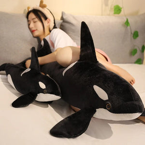 Planet Gates 50cm-130cm Lifelike Orcinus Orca Black Whale Plush Toys Big Fish Cloth Doll Shark Stuffed Sea Animals Children Birthday Gift