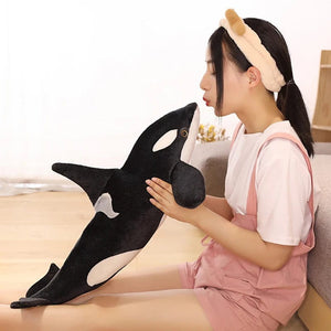 Planet Gates 50cm-130cm Lifelike Orcinus Orca Black Whale Plush Toys Big Fish Cloth Doll Shark Stuffed Sea Animals Children Birthday Gift
