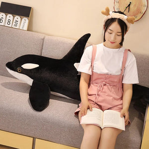 Planet Gates 50cm-130cm Lifelike Orcinus Orca Black Whale Plush Toys Big Fish Cloth Doll Shark Stuffed Sea Animals Children Birthday Gift