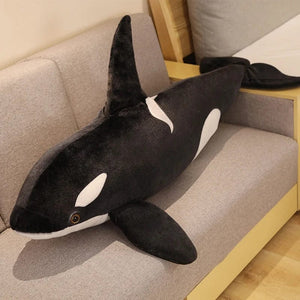 Planet Gates 50cm-130cm Lifelike Orcinus Orca Black Whale Plush Toys Big Fish Cloth Doll Shark Stuffed Sea Animals Children Birthday Gift