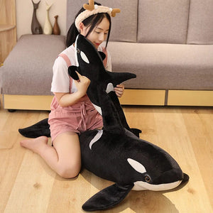 Planet Gates 50cm-130cm Lifelike Orcinus Orca Black Whale Plush Toys Big Fish Cloth Doll Shark Stuffed Sea Animals Children Birthday Gift