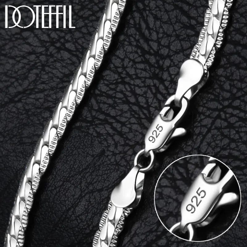 Planet Gates 50cm DOTEFFIL 925 Sterling Silver 6mm Side Chain 16/18/20/22/24 Inch Necklace For Women Man Fashion Wedding Engagement Jewelry Gifts