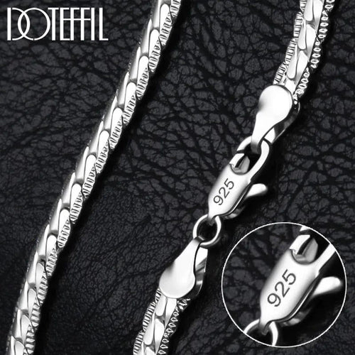 Planet Gates 50cm DOTEFFIL 925 Sterling Silver 6mm Side Chain 16/18/20/22/24 Inch Necklace For Women Man Fashion Wedding Engagement Jewelry Gifts