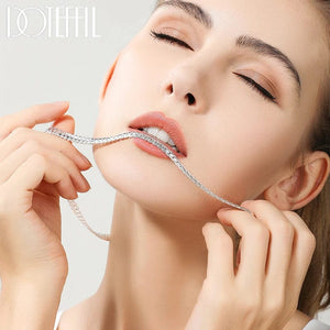 Planet Gates 50cm DOTEFFIL 925 Sterling Silver 6mm Side Chain 16/18/20/22/24 Inch Necklace For Women Man Fashion Wedding Engagement Jewelry Gifts