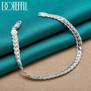 Planet Gates 50cm DOTEFFIL 925 Sterling Silver 6mm Side Chain 16/18/20/22/24 Inch Necklace For Women Man Fashion Wedding Engagement Jewelry Gifts