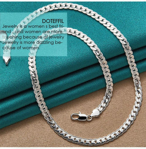 Planet Gates 50cm DOTEFFIL 925 Sterling Silver 6mm Side Chain 16/18/20/22/24 Inch Necklace For Women Man Fashion Wedding Engagement Jewelry Gifts