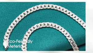 Planet Gates 50cm DOTEFFIL 925 Sterling Silver 6mm Side Chain 16/18/20/22/24 Inch Necklace For Women Man Fashion Wedding Engagement Jewelry Gifts