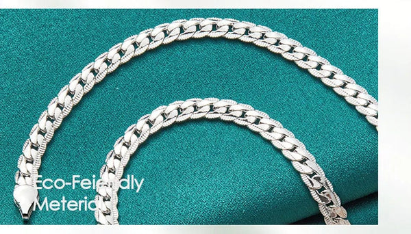 Planet Gates 50cm DOTEFFIL 925 Sterling Silver 6mm Side Chain 16/18/20/22/24 Inch Necklace For Women Man Fashion Wedding Engagement Jewelry Gifts