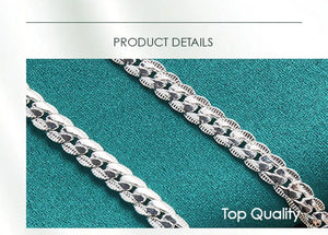 Planet Gates 50cm DOTEFFIL 925 Sterling Silver 6mm Side Chain 16/18/20/22/24 Inch Necklace For Women Man Fashion Wedding Engagement Jewelry Gifts