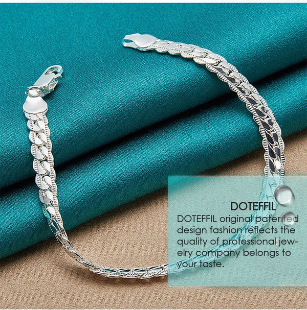 Planet Gates 50cm DOTEFFIL 925 Sterling Silver 6mm Side Chain 16/18/20/22/24 Inch Necklace For Women Man Fashion Wedding Engagement Jewelry Gifts