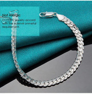 Planet Gates 50cm DOTEFFIL 925 Sterling Silver 6mm Side Chain 16/18/20/22/24 Inch Necklace For Women Man Fashion Wedding Engagement Jewelry Gifts