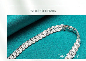 Planet Gates 50cm DOTEFFIL 925 Sterling Silver 6mm Side Chain 16/18/20/22/24 Inch Necklace For Women Man Fashion Wedding Engagement Jewelry Gifts