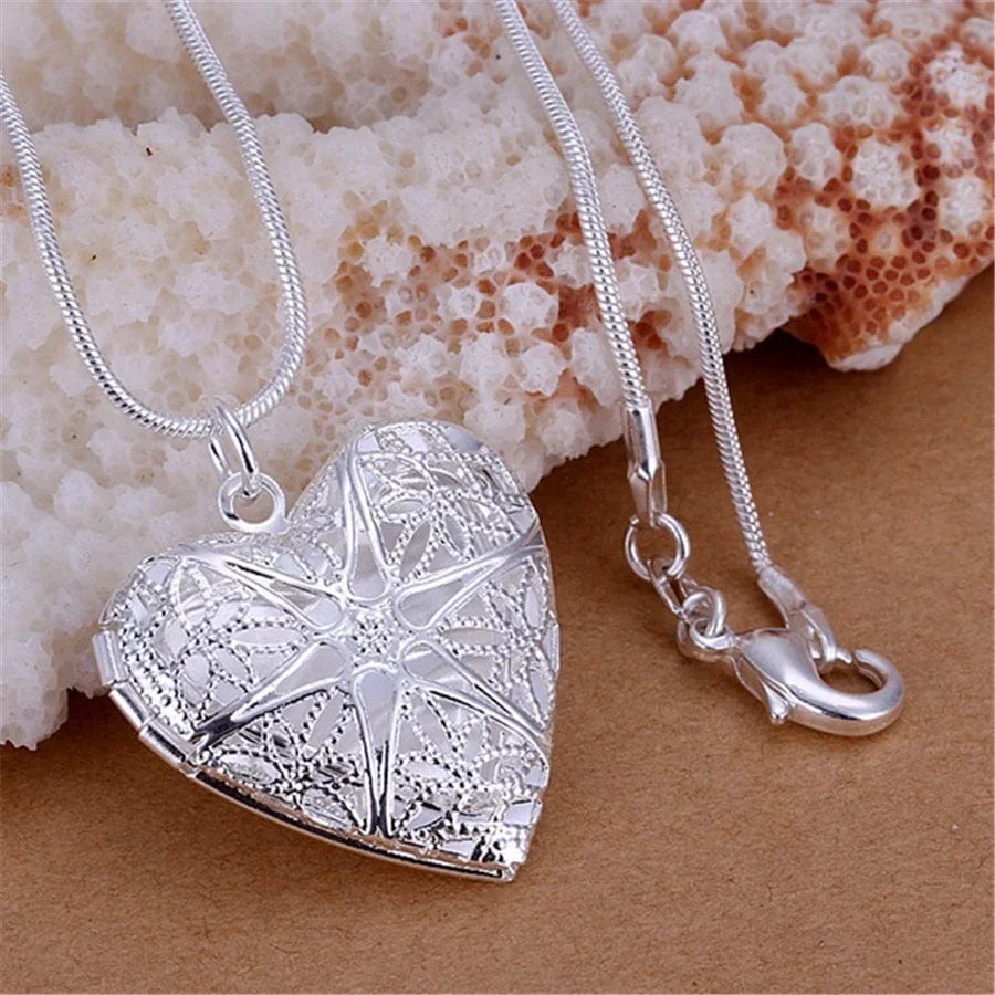 Planet Gates 50cm Hot 925 Sterling Silver Photo Frame Pendant Necklace 18/20/22/24 Inch Snake Chain For Woman Charm Wedding Fashion Jewelry