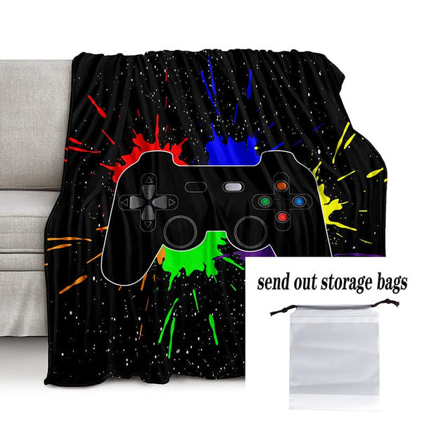 Planet Gates 50inX60in(130cmX150cm) + Free Storage Bag 1pc Flannel Blanket, Computer Gamer Pattern Blanket, Cozy Warm Soft Blanket For Sofa Office Bed And Travelling