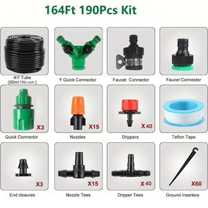 Planet Gates 50M 1 Set, DIY Garden Drip Irrigation Hoses 3.4cm/3.3cm, Automatic Watering Drip Kits, Garden Watering System For Adjusting The Amount Of Drip Irrigation Spray, Saving Water And Time Telescopic Water Pipe