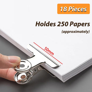 Planet Gates 50mm 18pcs Stainless Steel Multi-functional Metal Clamp Paper Clips Strong Binder School Office Household Stationery Supplies