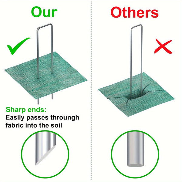 Planet Gates 50pcs/20pcs/10pcs, 3.94in/5.90in/7.87in Φ2.5mm Gauge Galvanized Steel Garden Stakes Staples Securing Pegs For Securing Weed Fabric Landscape Fabric Netting & Camping Tents Stakes