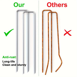 Planet Gates 50pcs/20pcs/10pcs, 3.94in/5.90in/7.87in Φ2.5mm Gauge Galvanized Steel Garden Stakes Staples Securing Pegs For Securing Weed Fabric Landscape Fabric Netting & Camping Tents Stakes