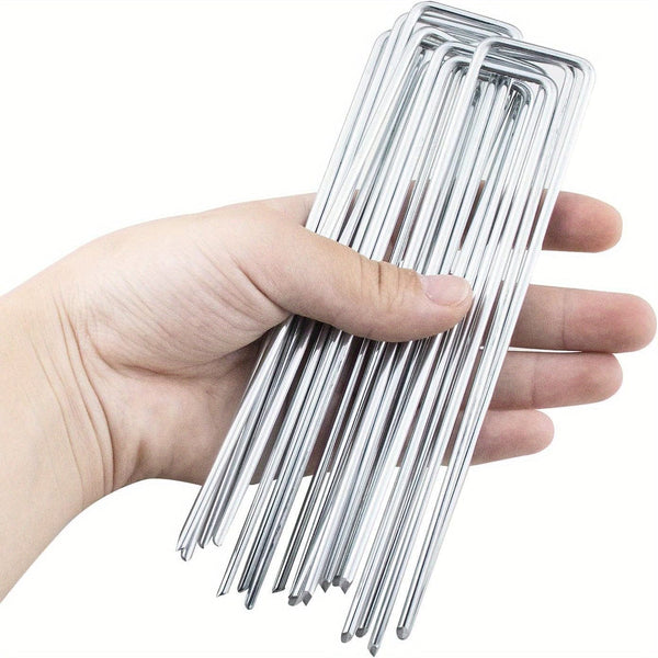Planet Gates 50pcs/20pcs/10pcs, 3.94in/5.90in/7.87in Φ2.5mm Gauge Galvanized Steel Garden Stakes Staples Securing Pegs For Securing Weed Fabric Landscape Fabric Netting & Camping Tents Stakes