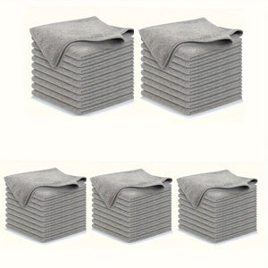 Planet Gates 50pcs 5/10/20pcs Kitchen Towel, Ultra-fine Fiber Light Gray Cleaning Cloth Set, Absorbent, Soft And Stain-removing Cloth, For Cleaning Glass, Cooking Bench, Pot, Bowl, Water Tap, Lampblack Machine