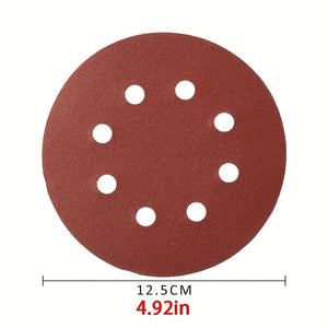 Planet Gates 50pcs 50pcs 12.5cm/4.92in Sandpaper Round Sanding Discs - 8 Hole Hook & Loop Sander Polishing Pad for Buffing & Sanding