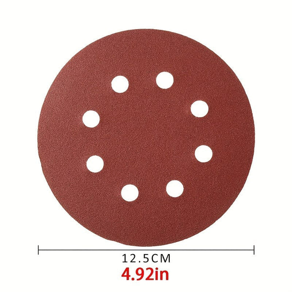 Planet Gates 50pcs 50pcs 12.5cm/4.92in Sandpaper Round Sanding Discs - 8 Hole Hook & Loop Sander Polishing Pad for Buffing & Sanding
