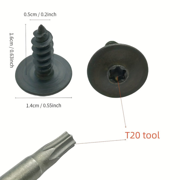 Planet Gates 50pcs 50pcs T20 Self-tapping Screws, Automotive For Audi Volkswagen Porsche Self-tapping Screws, German Tire Car Self-tapping Screws