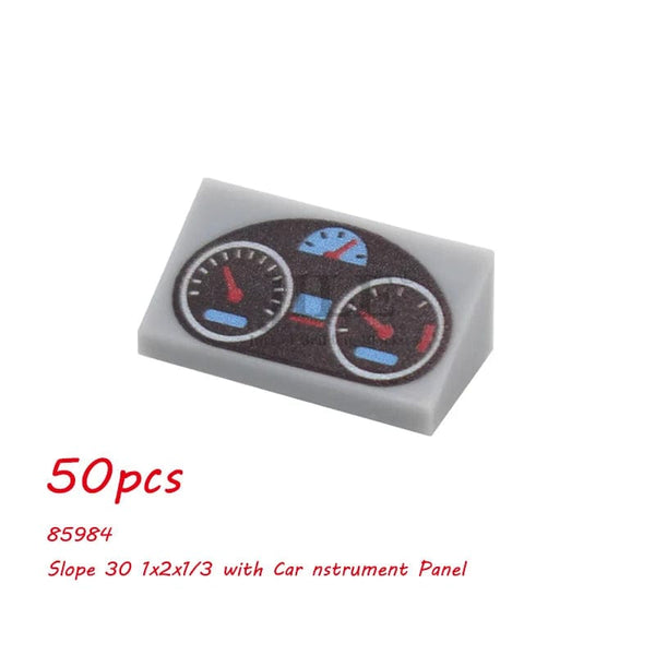 Planet Gates 50pcs 85984 Meter 50pcs MOC City Bricks Tile Slope Gauges Controls Center Radar Screen Keypad Pattern Printed Building Blocks Kit Instrument Toys