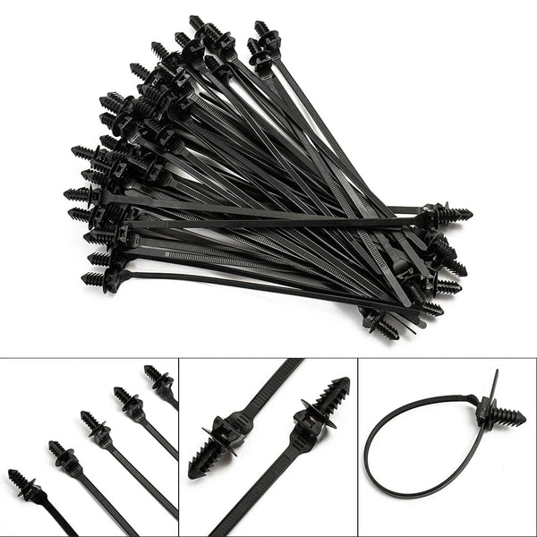 Planet Gates 50Pcs / CHINA 50/100Pcs Car Nylon Tie Wrap Cable Fixed Fasteners Clips Wire Harness Fastener Cable Clamp Clips Cable Ties Management Car Wire