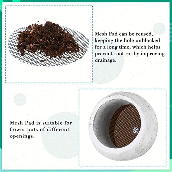 Planet Gates 50pcs Flower Pot Hole Mesh Pad - Keep Soil In & Drainage Out - Gardening Supplies
