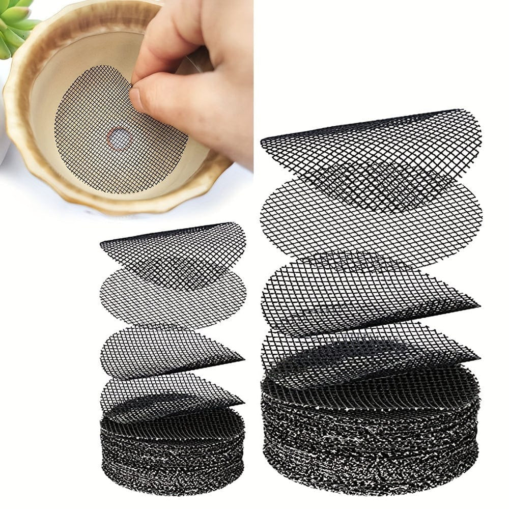 Planet Gates 50pcs Flower Pot Hole Mesh Pad - Keep Soil In & Drainage Out - Gardening Supplies