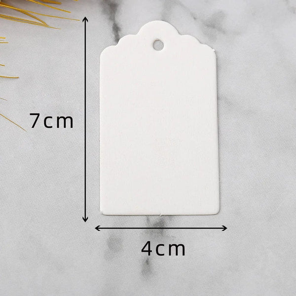 Planet Gates 50pcs Kraft Paper Tags White Cardboard Cards with Strings Wedding Birthday Christmas Party Gift Tag Cookie Packaging Supplies