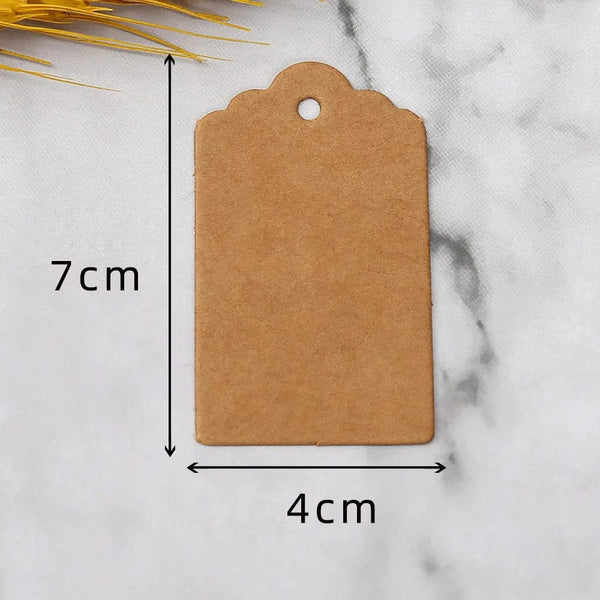Planet Gates 50pcs Kraft Paper Tags White Cardboard Cards with Strings Wedding Birthday Christmas Party Gift Tag Cookie Packaging Supplies