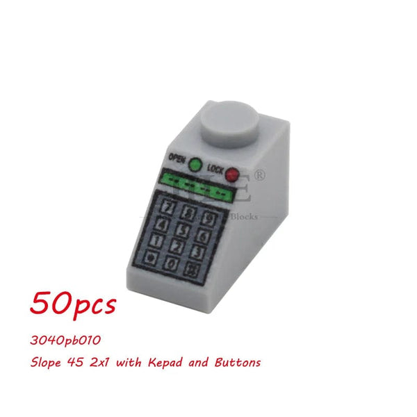 Planet Gates 50pcs MOC City Bricks Tile Slope Gauges Controls Center Radar Screen Keypad Pattern Printed Building Blocks Kit Instrument Toys