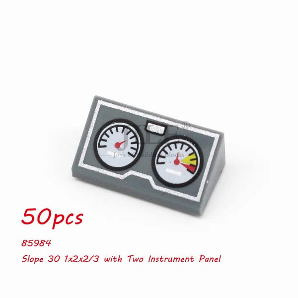 Planet Gates 50pcs MOC City Bricks Tile Slope Gauges Controls Center Radar Screen Keypad Pattern Printed Building Blocks Kit Instrument Toys