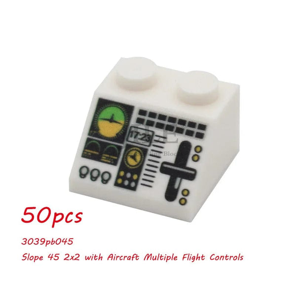 Planet Gates 50pcs MOC City Bricks Tile Slope Gauges Controls Center Radar Screen Keypad Pattern Printed Building Blocks Kit Instrument Toys