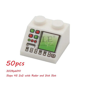Planet Gates 50pcs MOC City Bricks Tile Slope Gauges Controls Center Radar Screen Keypad Pattern Printed Building Blocks Kit Instrument Toys