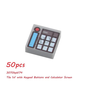 Planet Gates 50pcs MOC City Bricks Tile Slope Gauges Controls Center Radar Screen Keypad Pattern Printed Building Blocks Kit Instrument Toys