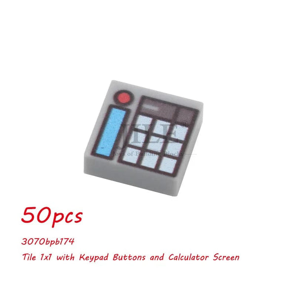 Planet Gates 50pcs MOC City Bricks Tile Slope Gauges Controls Center Radar Screen Keypad Pattern Printed Building Blocks Kit Instrument Toys