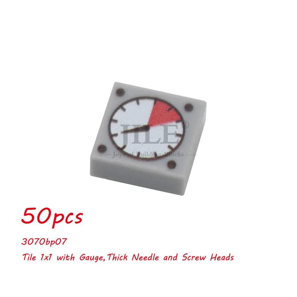 Planet Gates 50pcs MOC City Bricks Tile Slope Gauges Controls Center Radar Screen Keypad Pattern Printed Building Blocks Kit Instrument Toys